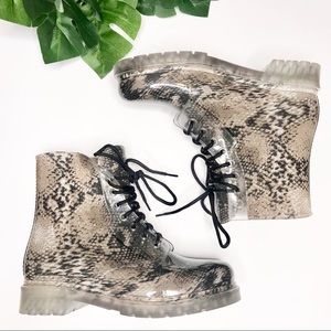 Steve Madden snakeskin lace up rain boots